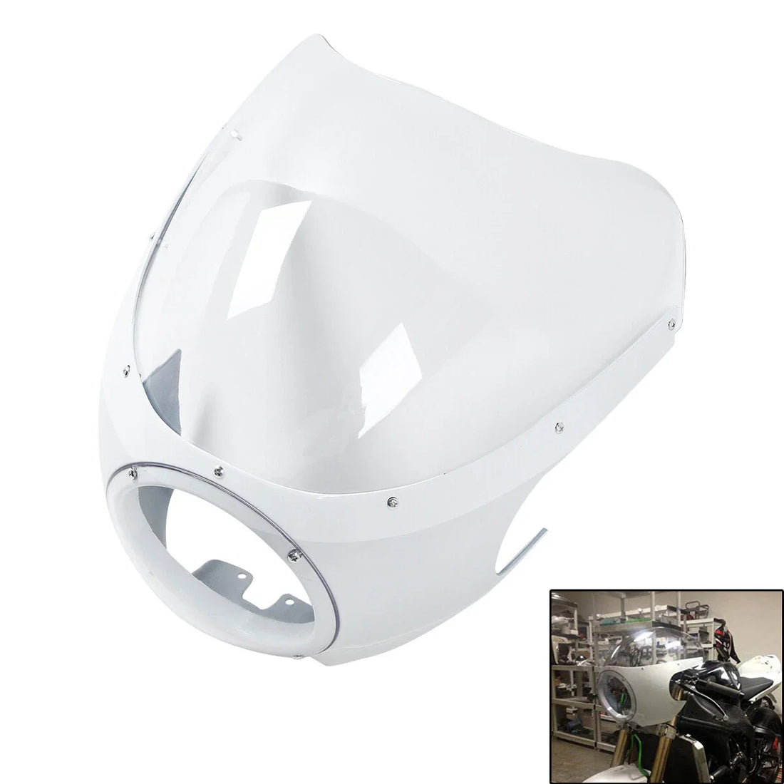 White Cafe Racer Headlight Fairing Windscreen For Harley Sportster XL 883 Dyna