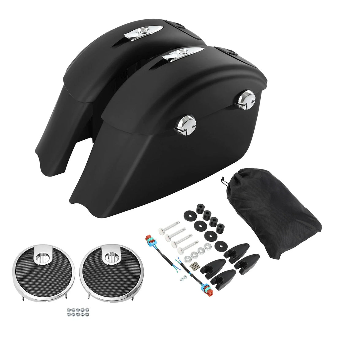 Matte Saddlebag Audio Lid Electronic Latch &Grill Fit For Indian Chieftain 14-18