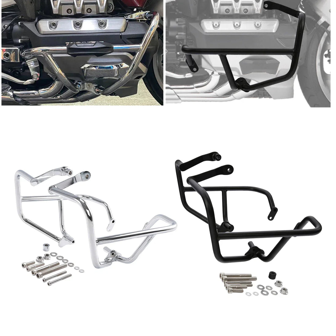 Chrome/Black Engine Guard Bar Fit For Honda Goldwing GL1800 F6C F6B Bagger 18-25