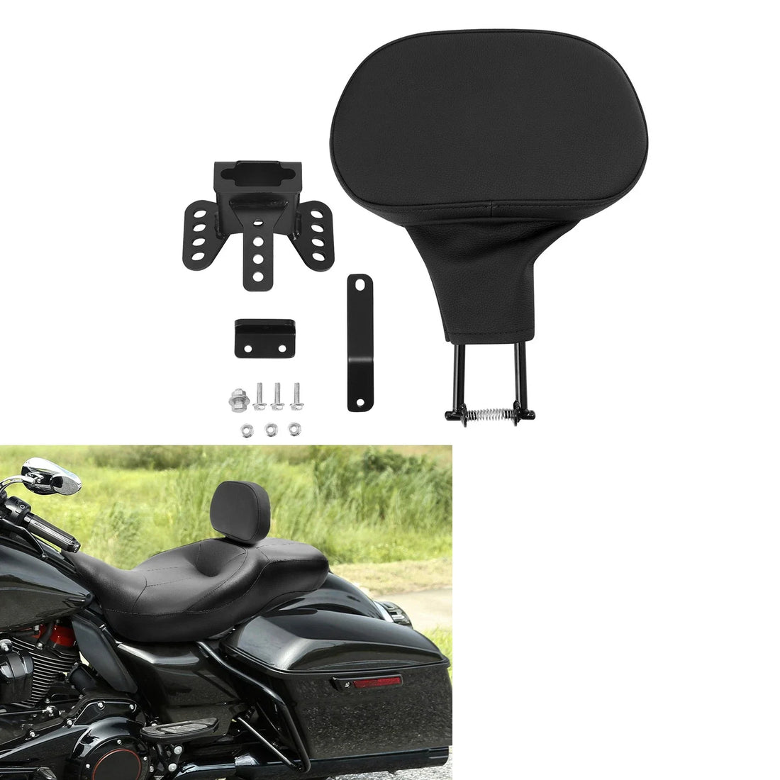 Rider Driver Backrest Pad Fit For Harley Touring Road King Street Glide 09-2025
