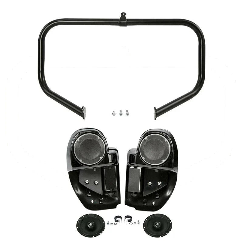 Lower Vented Fairings 6.5" Speakers Engine Guard Fit For Harley Road King 14-24