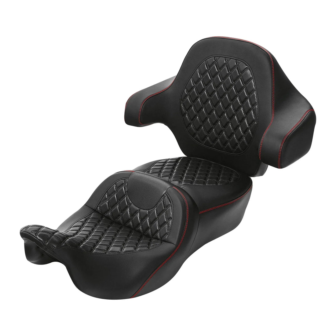 Black+Red Driver Passenger Seat Backrest Pad Fit For Harley Touring 2014-2023