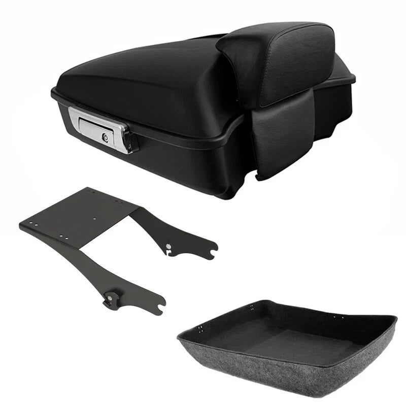 Matte Black Chopped Trunk Backrest Mount Fit For Harley Touring Road King 97-08