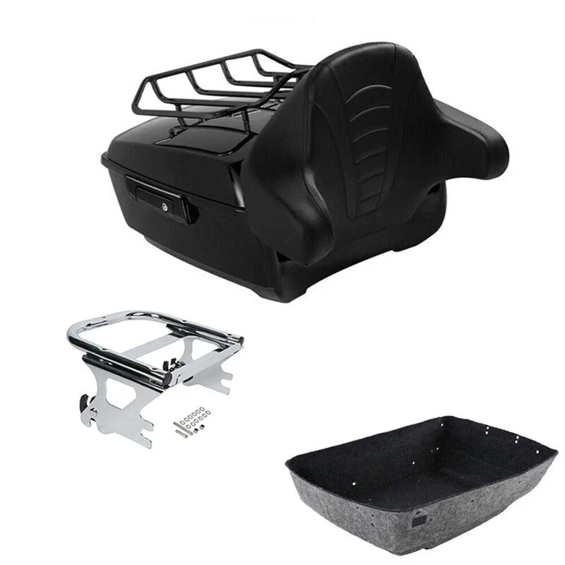 Black King Trunk Two Up Mount Rack Fit For Harley Touring Road Glide 97-08