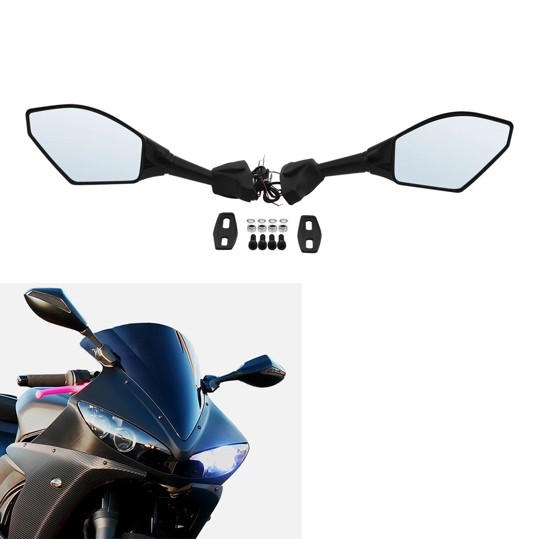 Rearview Mirror LED Turn Signal Fit For Suzuki Gsxr 600 750 GSXR1000 2001-2005