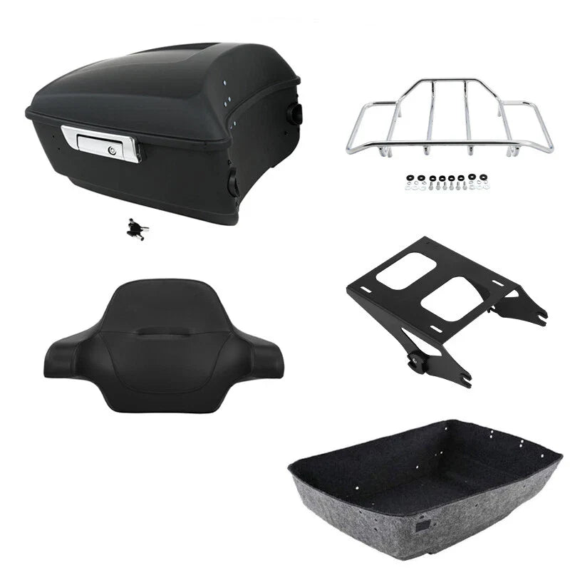Matte King Trunk Backrest Rack Mount Fits For Harley Touring Street Glide 14-26
