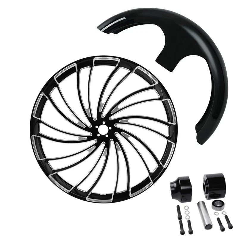 30" Front Wheel Rim Hub Single Disc & Fender Fit For Harley Road Glide 2008-2024