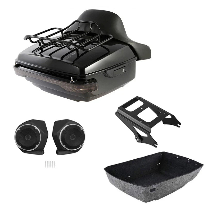 King Trunk Pad Mount Rack Light Speakers Fit For Harley Road Glide 2009-13