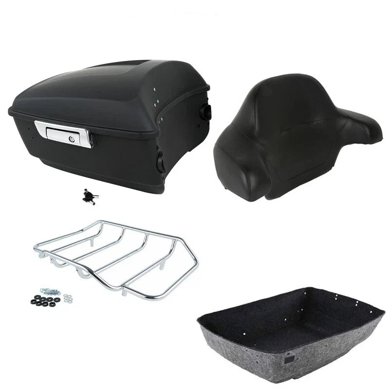 Matte King Trunk Backrest Top Rack Fit For Harley Touring Road Glide 2014-2026