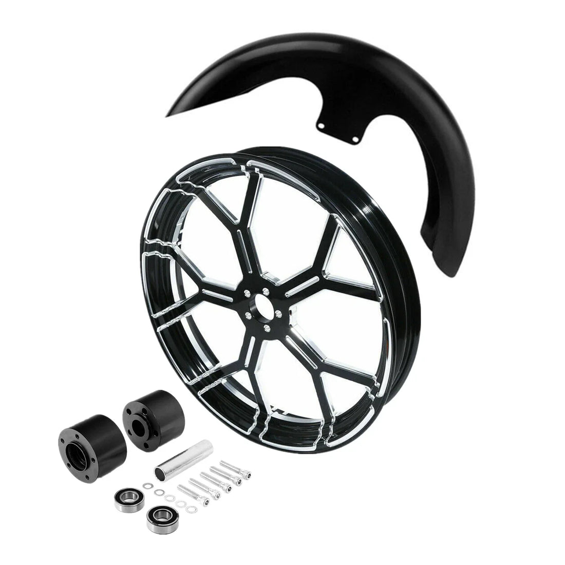 23'' Wheel Rim Dual Disc Hub Front Fender Fit For Harley Road Street Glide 97-08