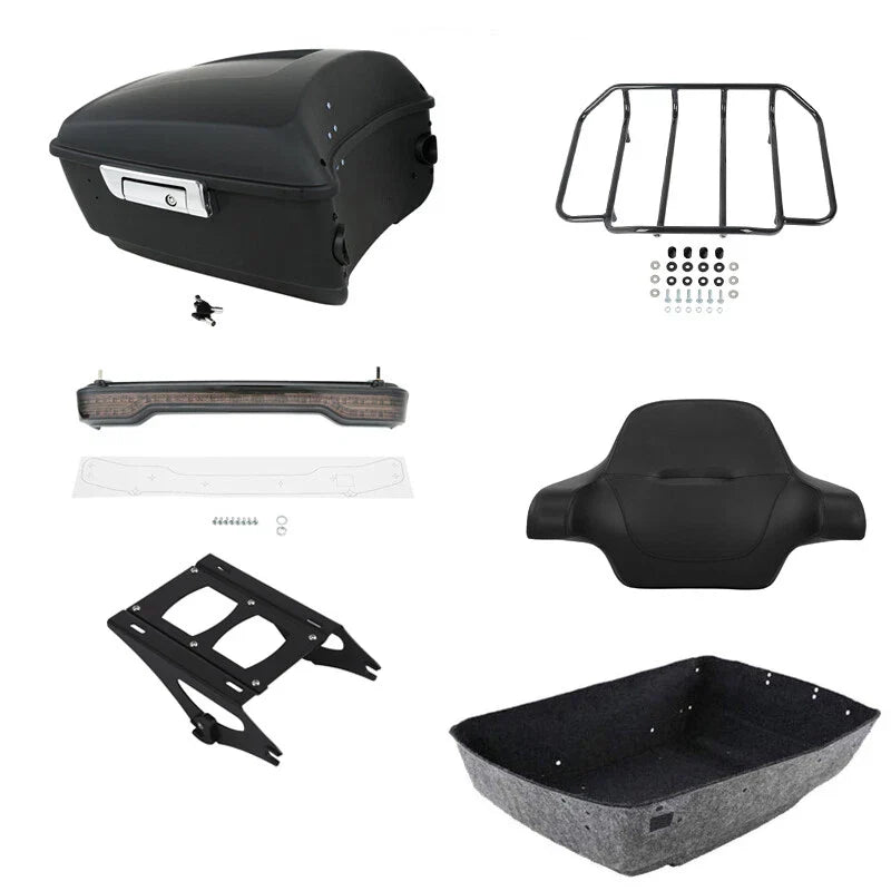 Matte Black King Trunk Pad Rack Light Mount Fit For Harley Cvo Road Glide 14-26
