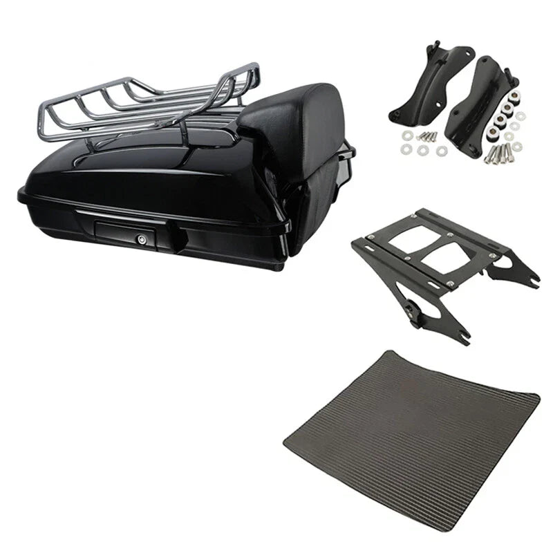 Black Razor Trunk Backrest Mount Rack Docking Kit Fit For Harley Touring 2014-26