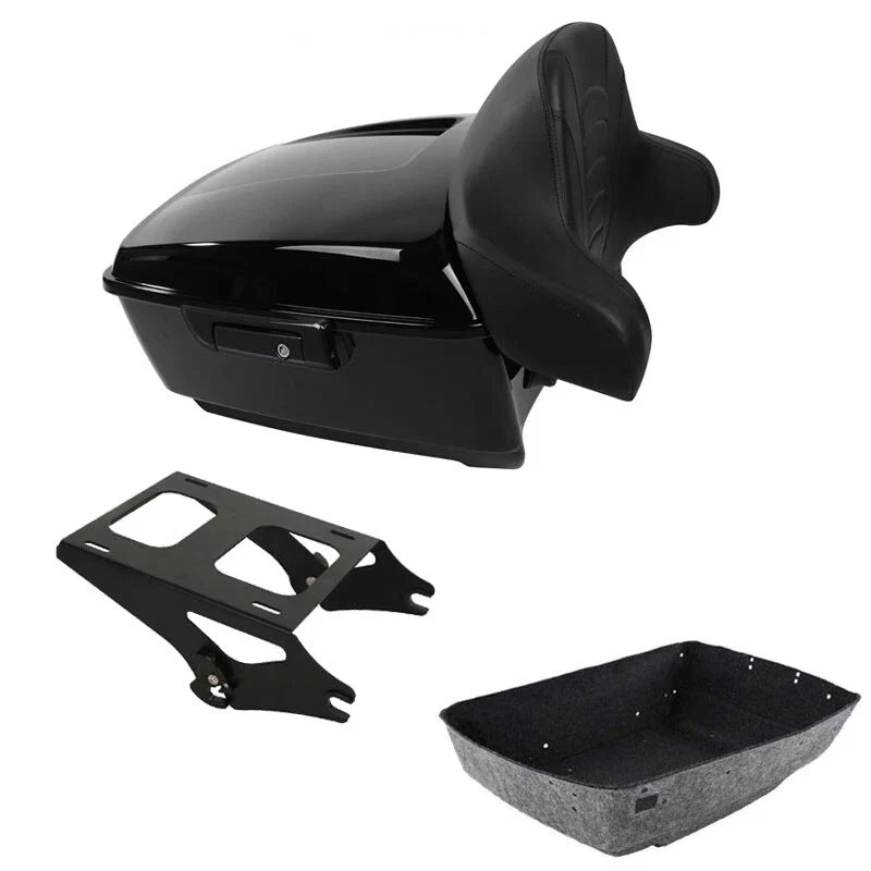 Black King Trunk Backrest Mount Fit For Harley Touring Road Street Glide 2014-26