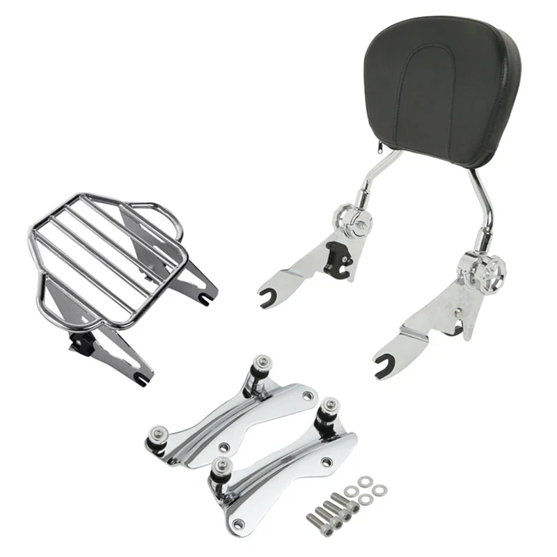 Backrest Sissy Bar Luggage Rack 4 Point Docking Fit For Harley Road Glide 14-26