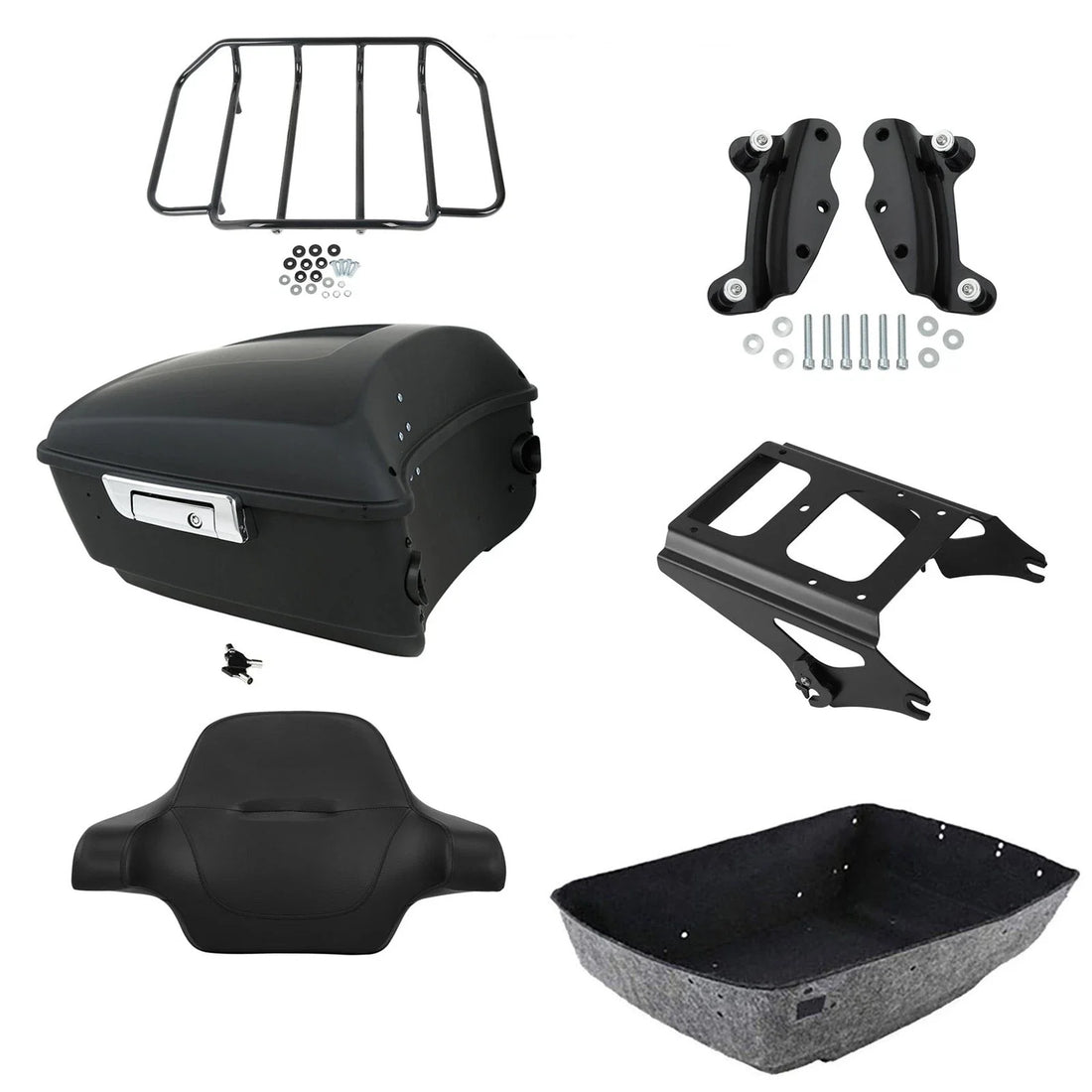 Matte Black King Trunk Backrest Mount Rack Docking Fit For Harley Touring '09-13