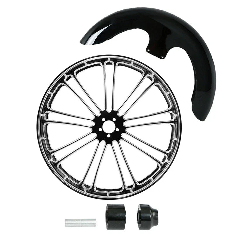 23" 3.5" Front Wheel Rim Single Disc Hub Fender Fit For Harley Road Glide 08-25