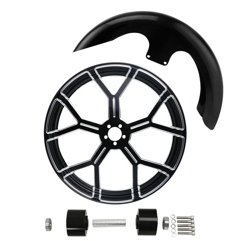 21" Front Fender Wheel Rim Dual Disc Hub Fender Fit For Harley Road King 08-2024