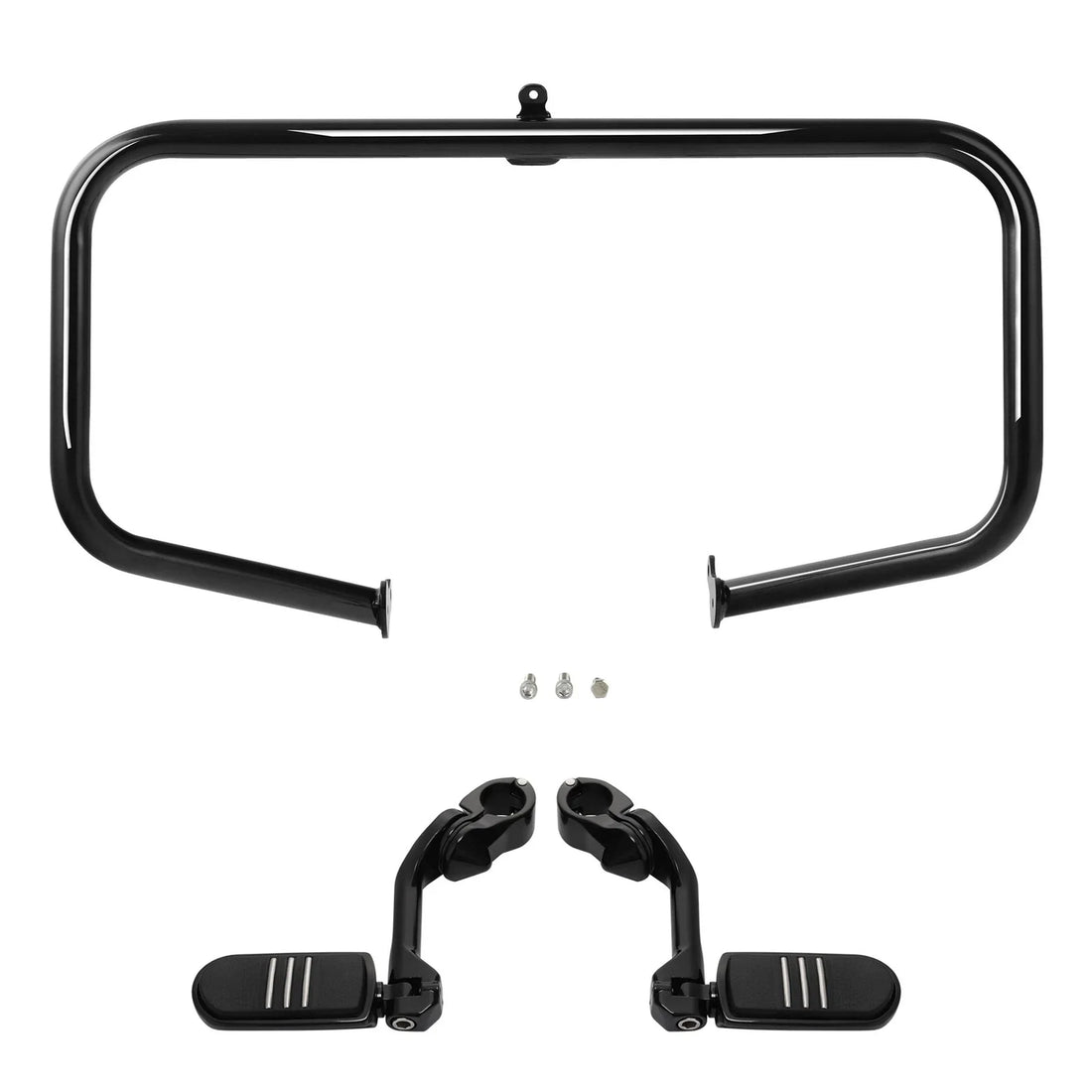 Black Highway Engine Bar Long Angled Foot Pegs Fit For Harley Street Glide 09-24