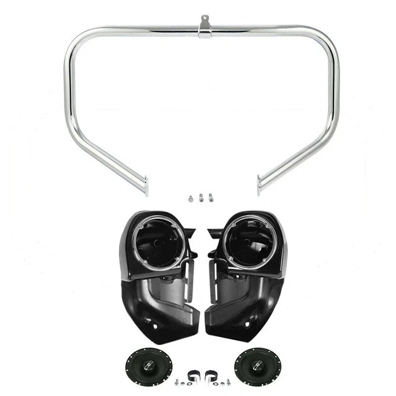 Lower Vented Leg Fairings Speakers Engine Crash Bar Fit For Harley Touring 09-13