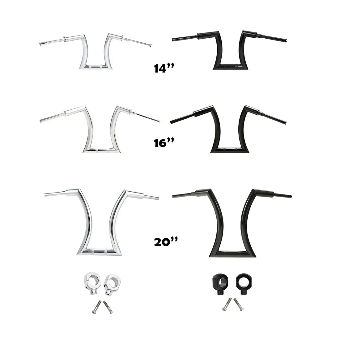 14'' 16" 20" Rise 2" Hanger Handlebar Risers Fit For Harley Sportster XL Softail