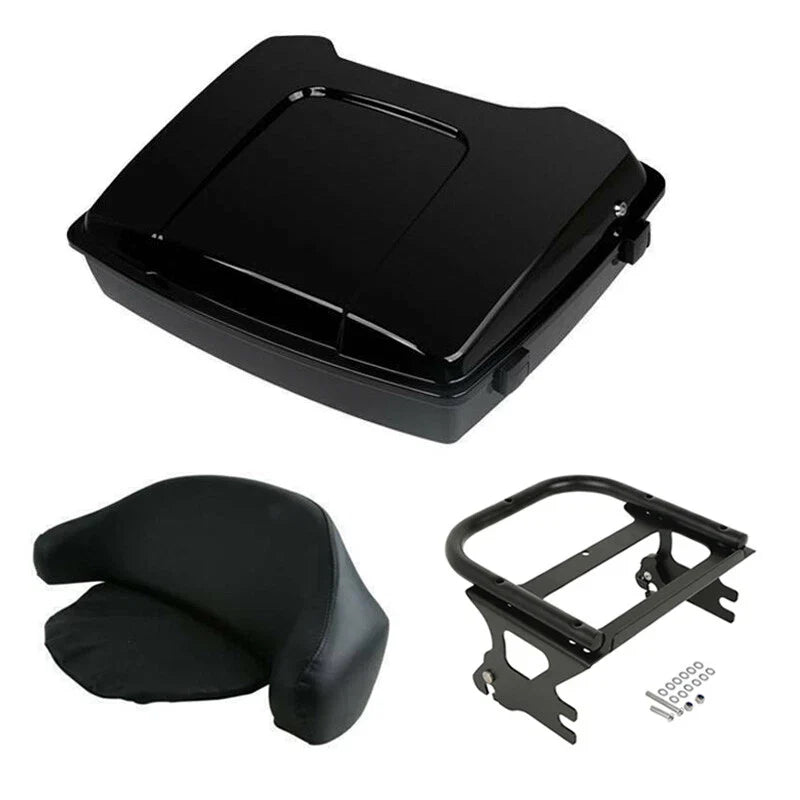 Black Razor Trunk Backrest Mount Rack Fit For Harley Touring Road King 1997-2008