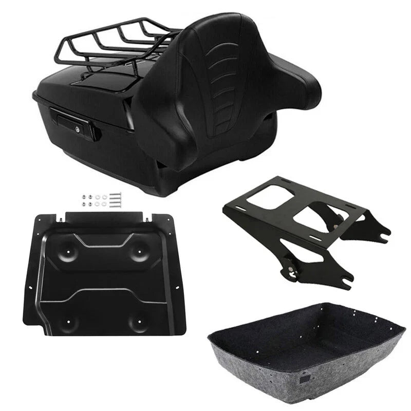 Black King Trunk Backrest Pad Rack Mounting Plate Fit For Harley Touring 2014-26