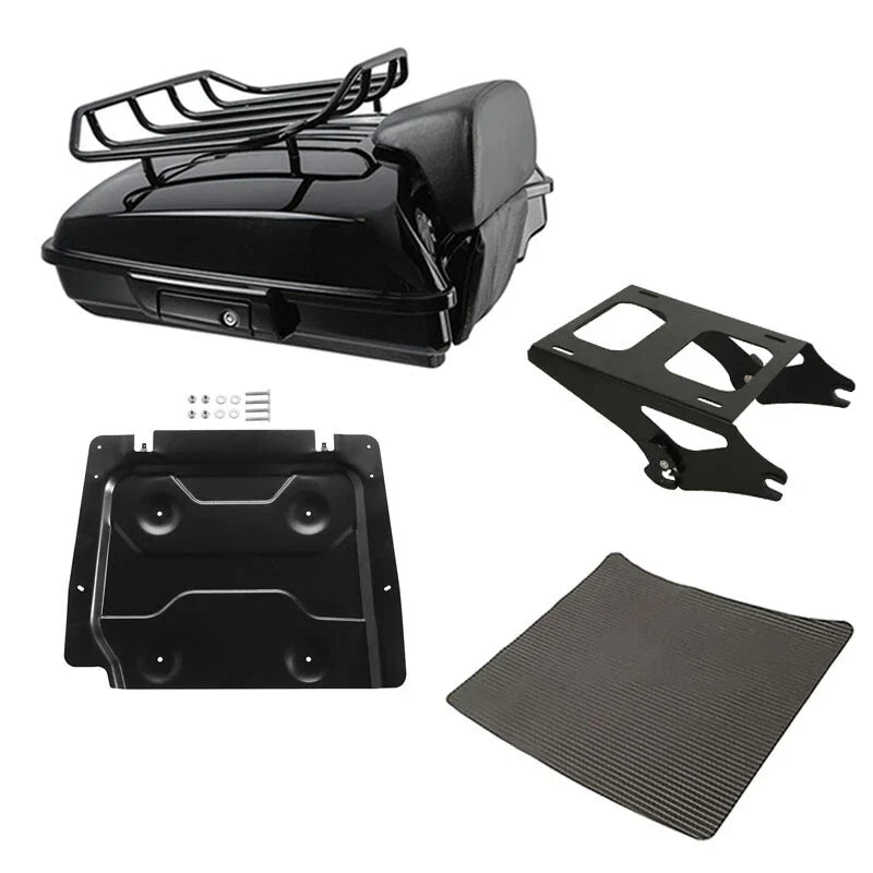 Black Razor Trunk Backrest Mount Base Plate Fit For Harley Touring Models 14-26