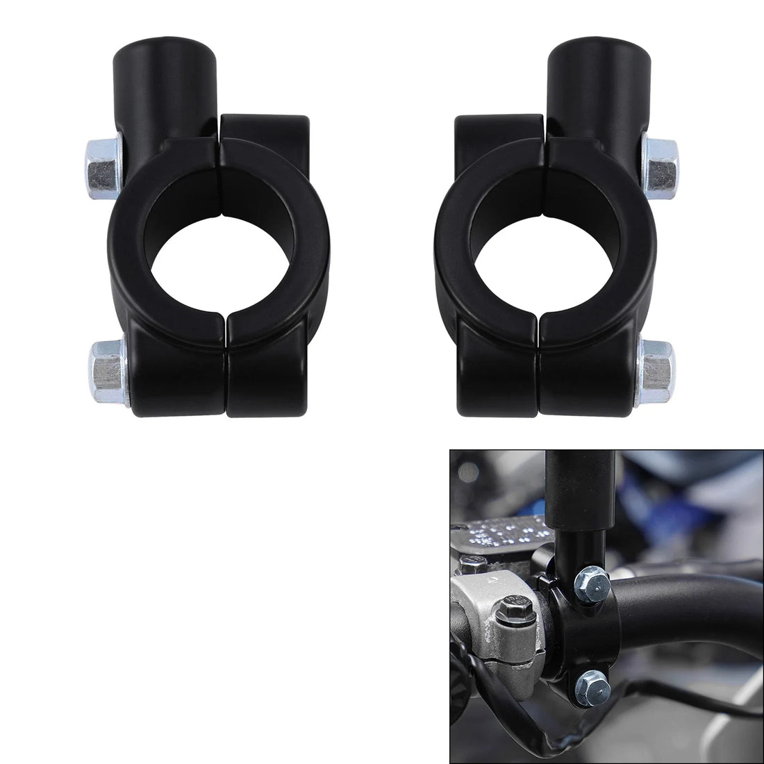 Motorcycle 7/8" 22mm Handle Bar Rear View Side Mirrors Mount Holder Clamps Black