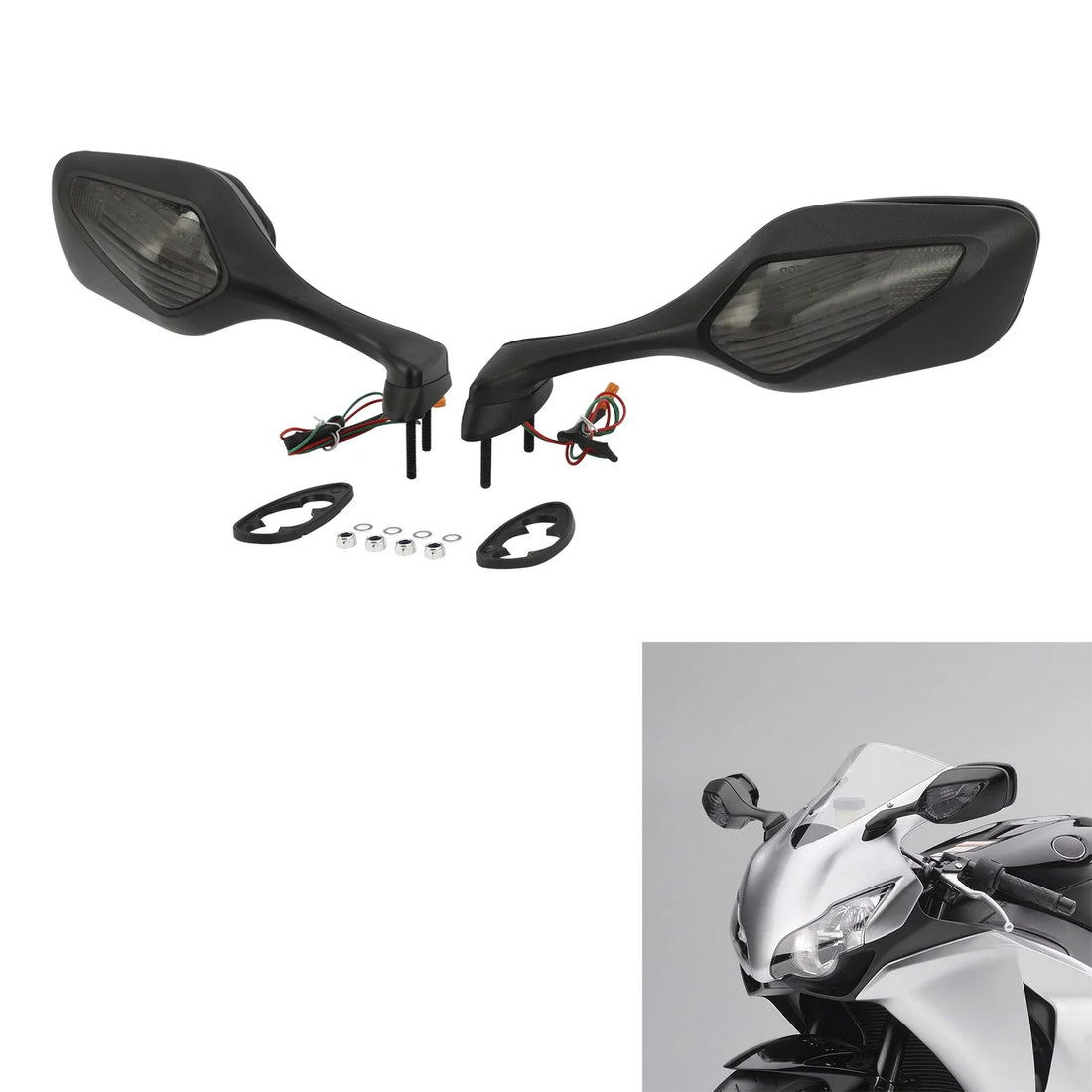 Rearview Mirrors w/ LED Turn Signals Fit For Honda CBR1000RR 2008-2016