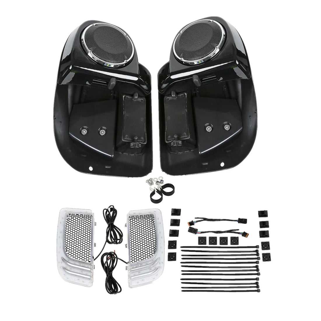 Lower Vented Fairing 6.5" Speakers & Light Fit For Harley Touring Models 14-23