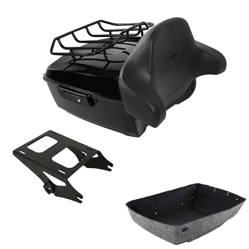 Black King Trunk Pad Rack Mount Fit For Harley Touring Road Street Glide 2014-26