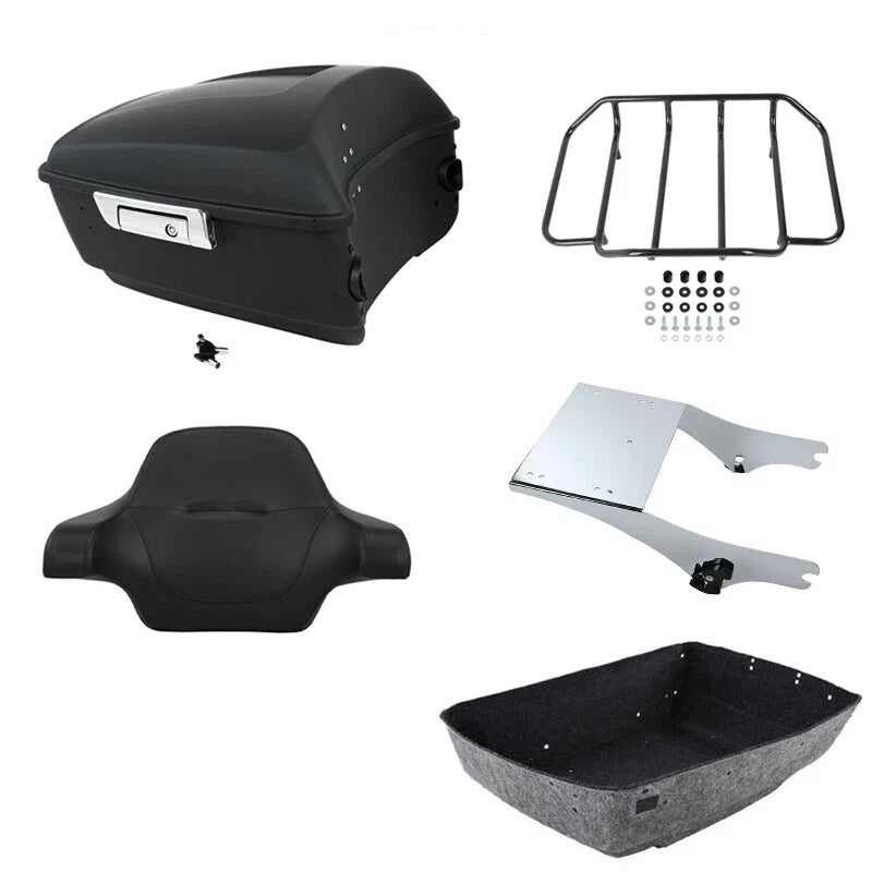 Matte King Trunk Backrest Rack Mount Fit For Harley Touring 97-08