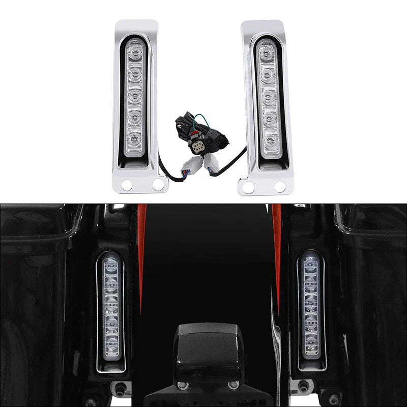 Chrome Saddlebag LED Inserts Support Tail Light Fit For Harley Touring 14-23