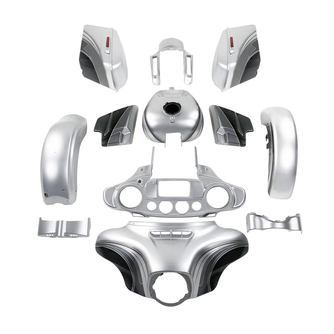 Fairing Bodywork Fit For Harley Street Glide 2014-24 Silver/Black Honeycomb Fade