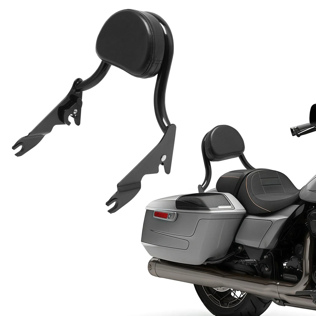Detachable Passenger Sissy Bar Backrest Short Black Fit For Harley Touring 09-25