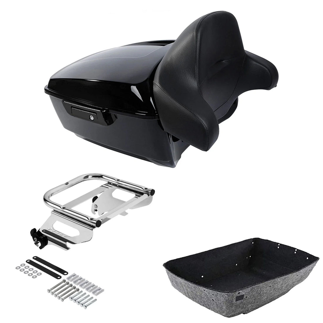 King Trunk Luggage Backrest Solo Mount Rack Fit For Harley Electra Glide 97-2008