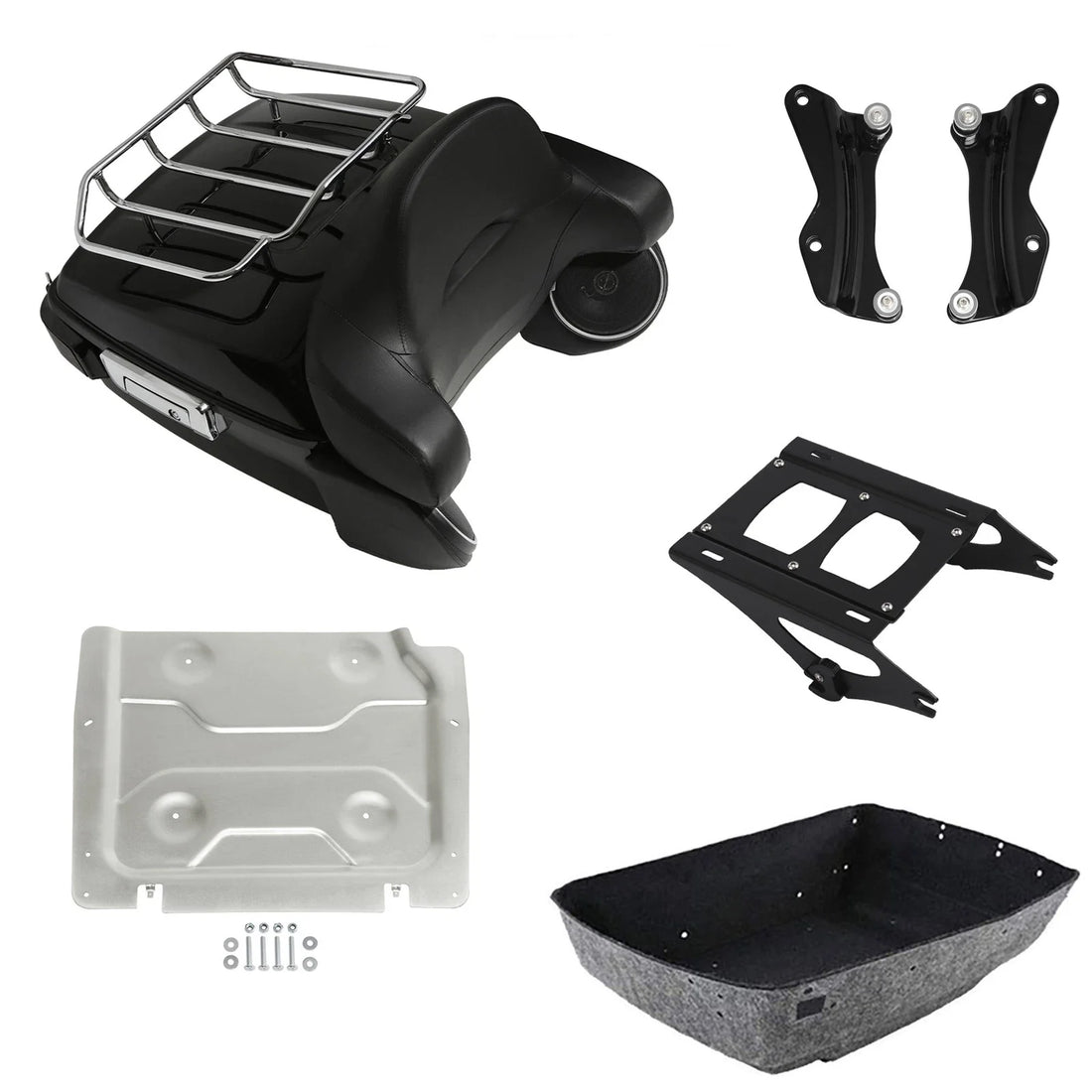 King Trunk Backrest Light Speakers Mount Rack Plate Fit For Harley Touring 14-26