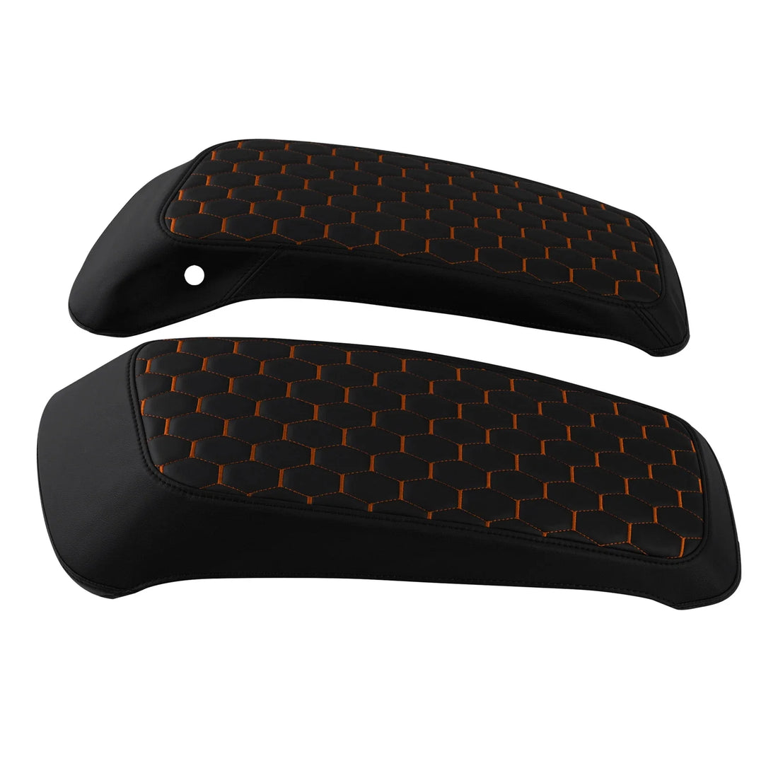 Saddlebag Lids Covers Fit For Harley Touring 2014-2023 Black w/ Orange Stitching