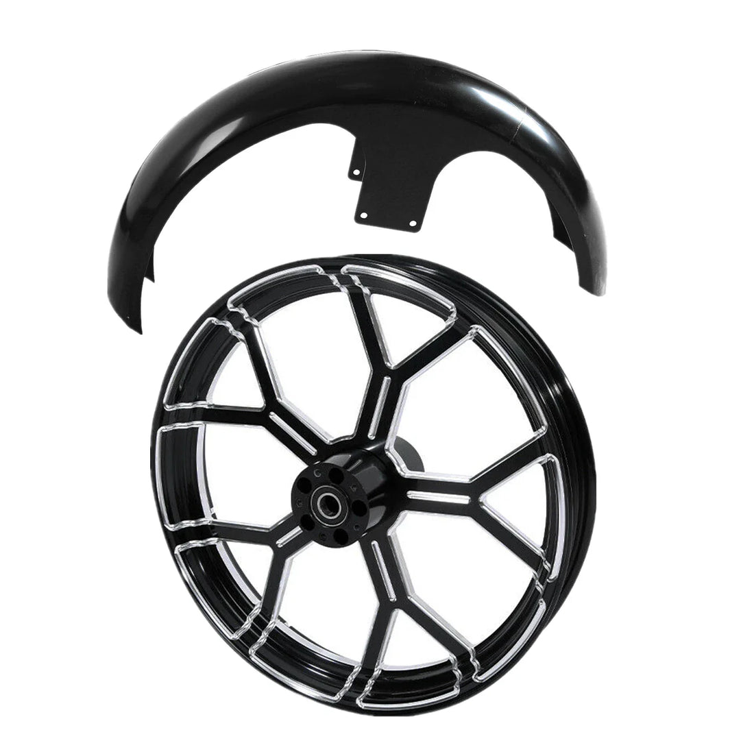 26" Front Wheel Rim Dual Disc Hub & Fender Fit For Harley Touring Glide 97-13 12