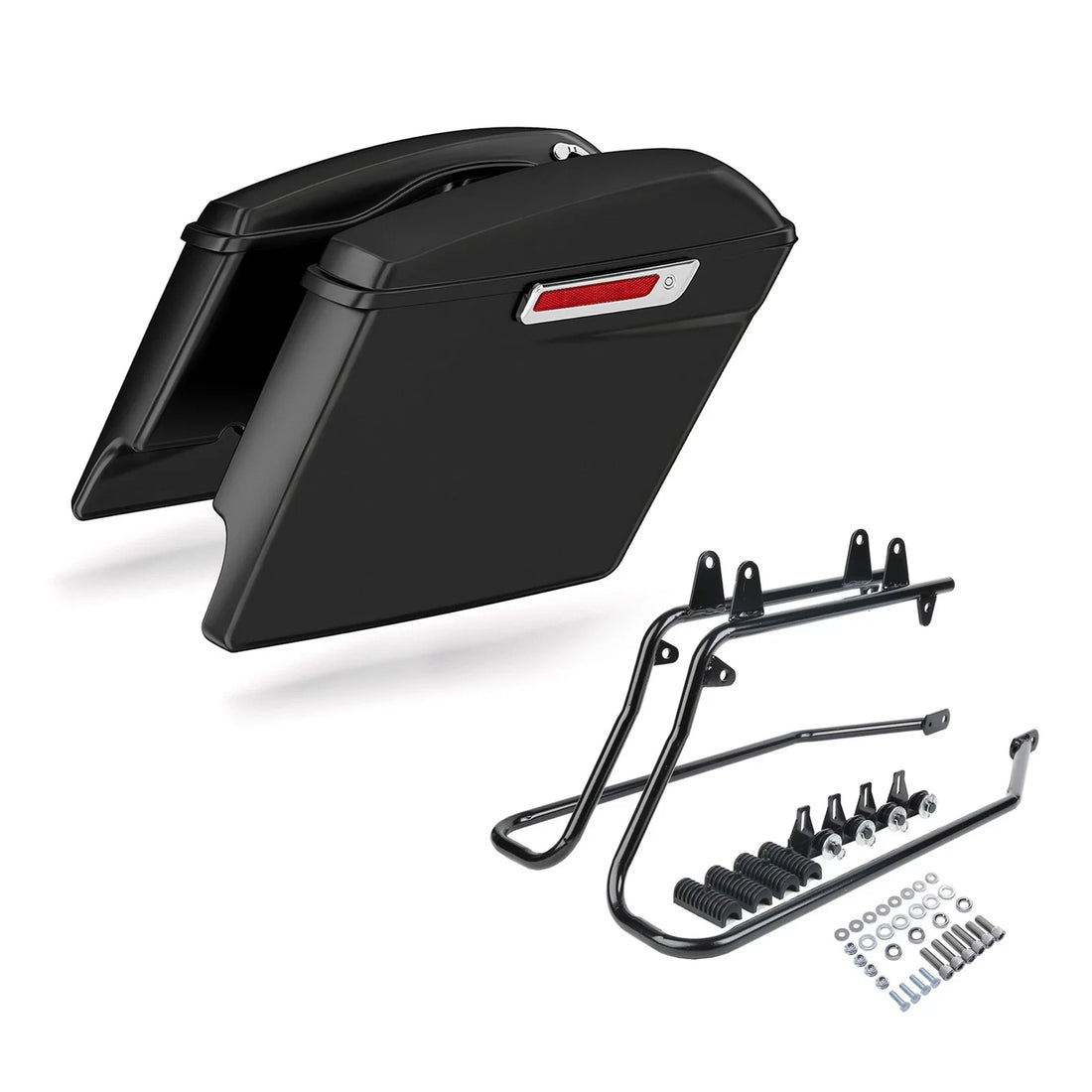 5" Stretched Saddlebags & Conversion Bracket Fit For Harley Softail Fatboy 86-17