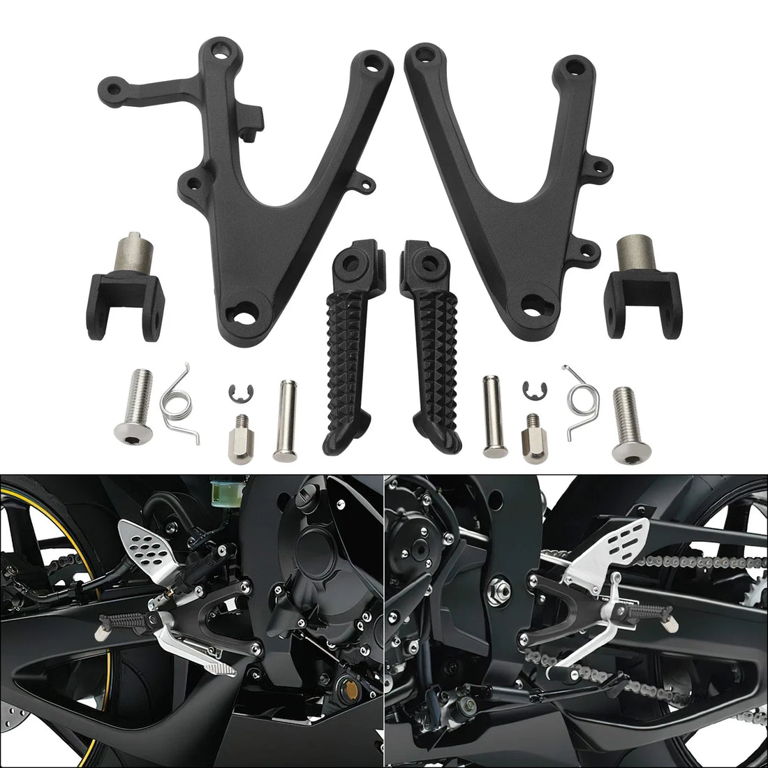 Driver Front Footpegs & Bracket Fit For Yamaha Yzf R1 2004-2006