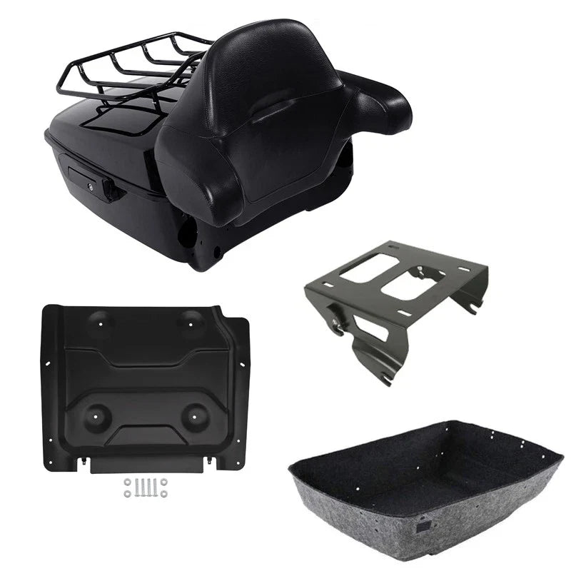 King Trunk Backrest Pad Solo Mounting Rack Plate Fit For Harley Road Glide 14-26