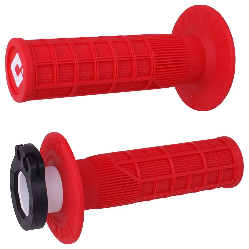 Odi Recoil Full-Waffle SX-MX V2 Lock-On Grips Red For Kawasaki KX450F 2006-2018