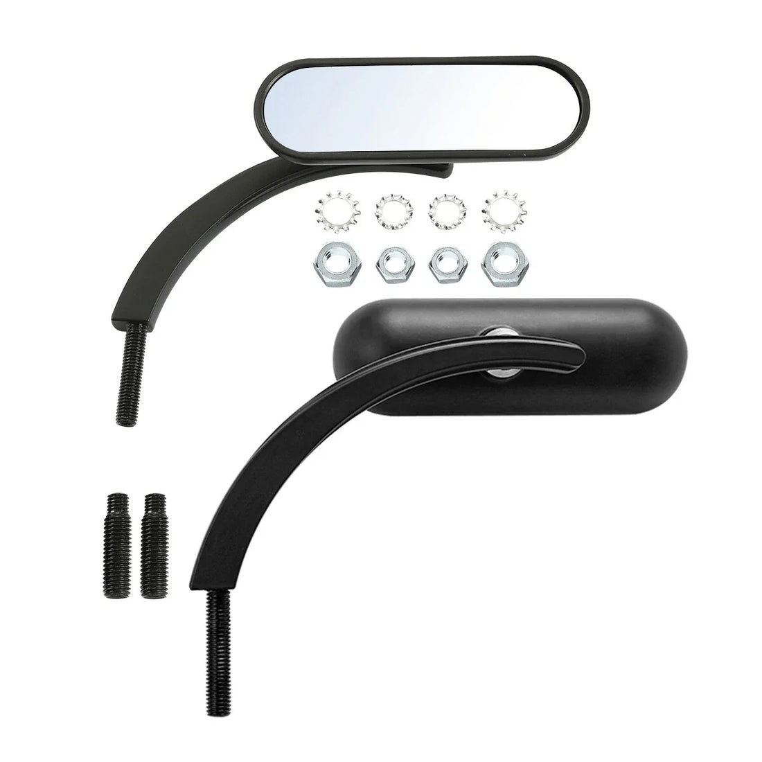 Black Mini Oval Rear View Mirrors Fit For Harley Touring Softail Sportster Dyna