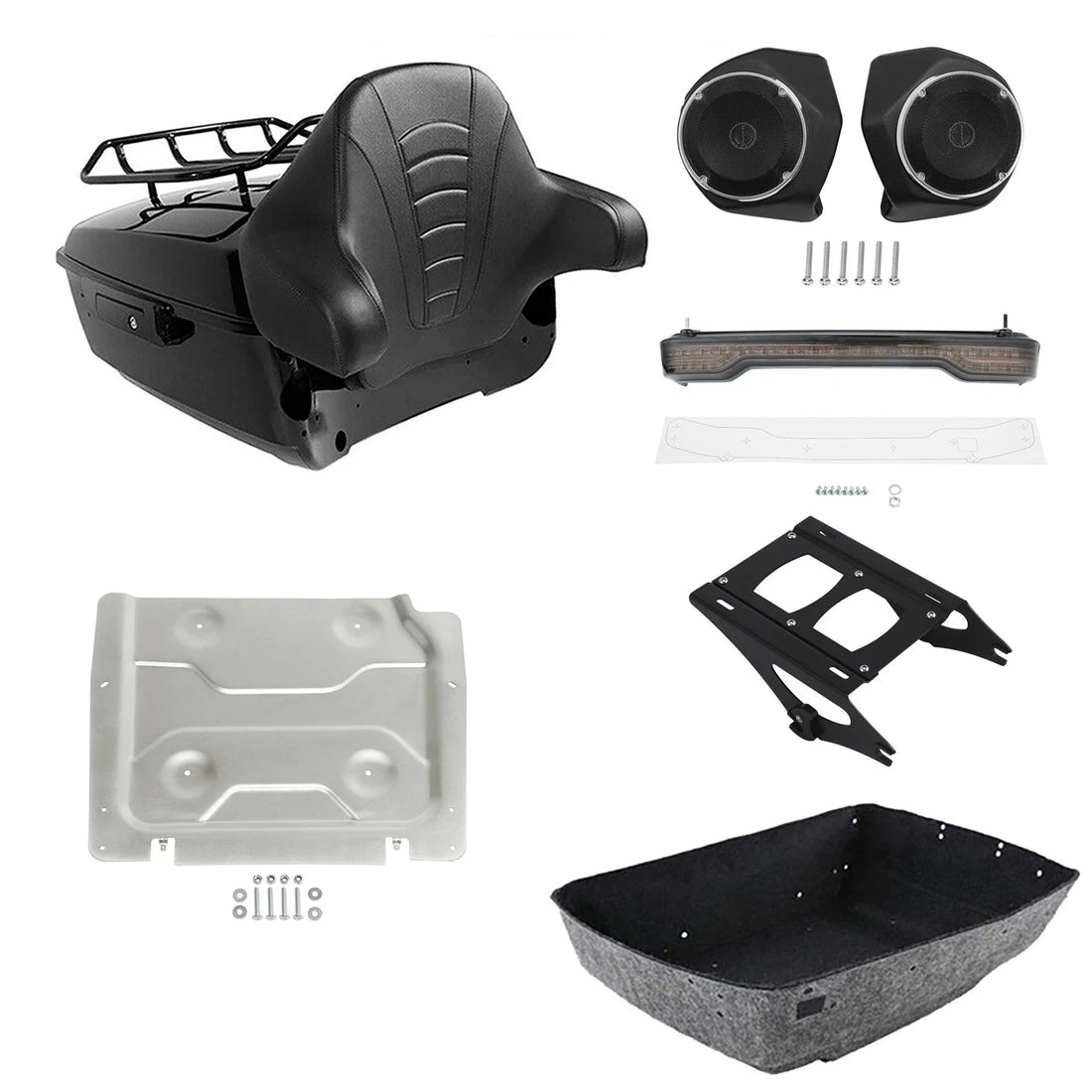 King Trunk Pad Mount Rack Tail Light Speakers Plate Fit For Harley Touring 14-26