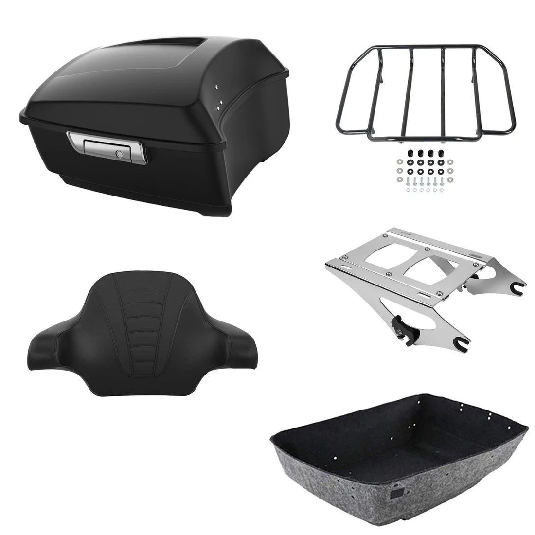 Matte King Trunk Luggage Backrest Pad Mount Rack Fit For Harley Touring 14-26 25