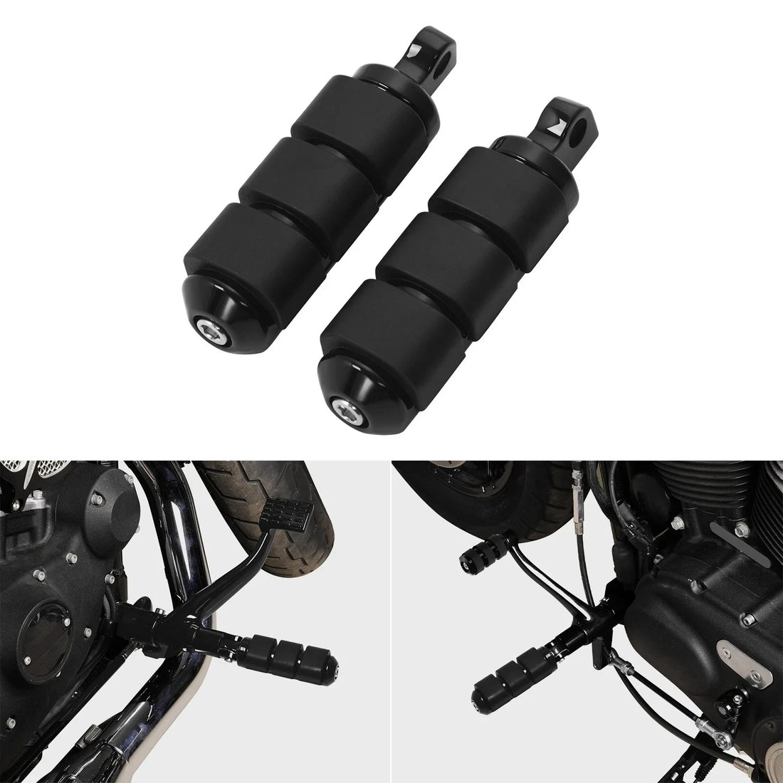 Black Anti Vibration Rubber Footpegs Fit For Harley Softail Fxst Dyna Low Rider
