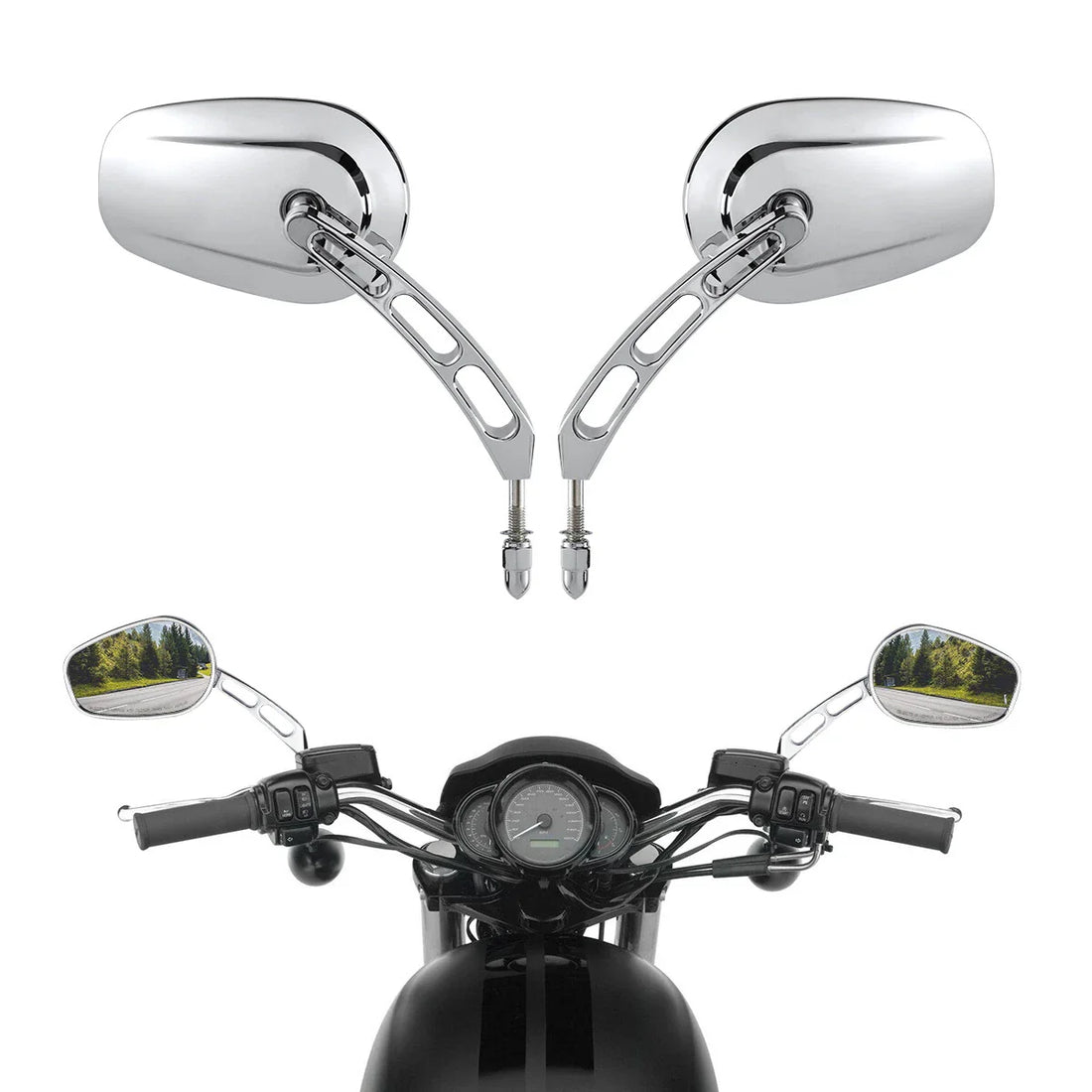 Chrome Rearview Mirrors For Harley Heritage Softail Deluxe Slim Fat Boy Breakout