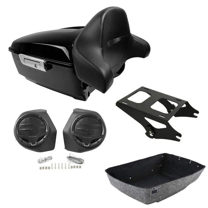 King Trunk Backrest Pad Speakers Mount Fit For Harley Electra Road Glide 2014-26