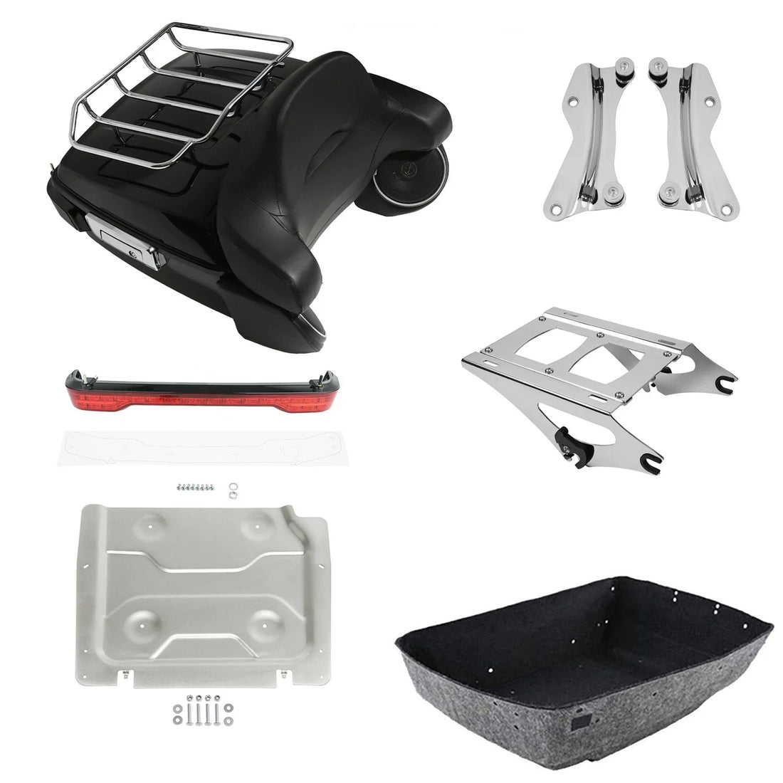 King Trunk Backrest Rack Speakers Light Mount Plate Fit For Harley Touring 14-26